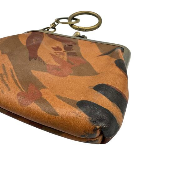 Patricia Nash Heritage Parisian Italian Leather Camo Kiss Lock Wallet Coin Purse - Picture 4 of 10